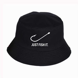 Po prostu ryb i to zabawne drukowane czapki wiadra lato wysokiej jakości kapelusz rybaków mężczyzn mężczyzn fisherman hat hotback czapki q0805275q