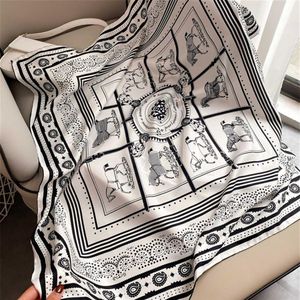 2021 famous temperament gift scarf high quality 100% silk scarf Fashionable multi-functional shawl head scarves size90 90cm d174w
