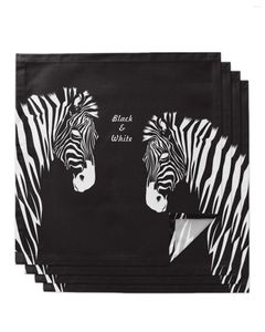 Mesa guardanapo nórdico zebra animal preto 4/6/8pcs guardana