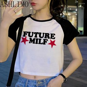 Lettera di magliette da donna Stampa estiva T-shirt da donna coreano top top estetici tees vouge per donna manica corta