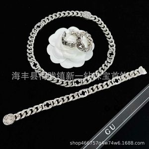 Designer luxury jewelry earrings version chain hollowed-out necklace family advanced interlocking bracelet silver