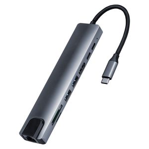 Type-C 8-1 arada Dizüstü Bilgisayar Çok Fonksiyonlu Yerleştirme İstasyonu USB3.0 Hub Dönüştürücü USB C yerleştirme istasyonu