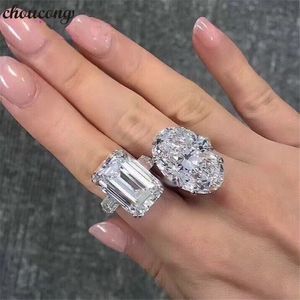 Anéis de casamento Choucong Luxury Promise Ring Real 925 Sterling Silver AAAAA Sona Sona CZ Banda de noivado para mulheres finas 230303