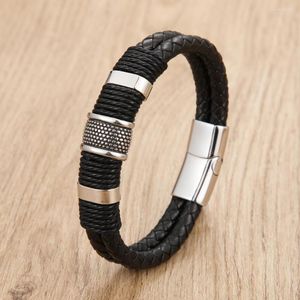 Bracelets de charme de estilo retrô de couro preto para homens mulheres aço de aço trançado ly projetado corda jóias de jóias