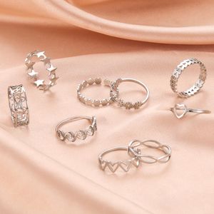 Aço inoxidável feminino Anel Simples Heart Butterfly Moon Fase Fases Geométricos Anéis de casamento Presente de casamento para amante atacado