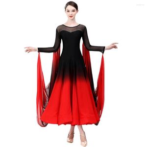 Scena noszona kobiety taneczne sukienki taneczne najlepsze klasa Czerwona Waltz Kostiumy Mesh Długie sukienka Elegancka wieczorowa odzież imprezowa