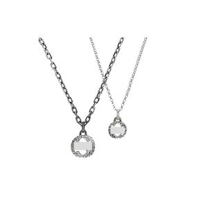 70% rabatt på 2023 Ny lyxig högkvalitativ modesmycken för Sterling Silver Classic Double Slåsande Fried degvridningar Mönster slitna älskare Halsband ClaVicle Chain Chain