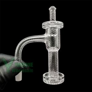 Honeycomb Engraved XL Terp Slurper Set Full Weld Beveled Edge Quartz Dab Banger Nail with a Carb Cap & Pillar 10mm 14mm Male for Water Pipe Bongs Rigs