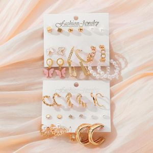 Hoop Earrings KISSWIFE Gold Color Trendy Women Set Metal Pearl Butterfly Flower Charm Jewelry Christmas Gifts 2023
