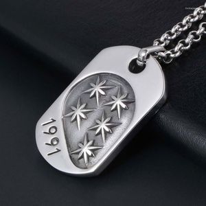 Anhänger Halsketten Doppel Reis Blume Stern Armee Marke Halskette Herren Edelstahl Kette Hip Hop Rock Schmuck Für Hals