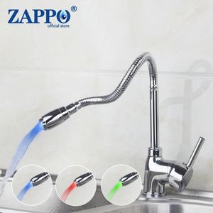 Kökskranar Zappo LED Sink Faucet Torneira Deck Mounted Tub Mixer Flexibelt kran Kallt vatten