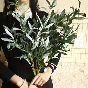 Decorative Flowers 1Pc Artificial Olive Leaf Green Plant Branches Garland Party Home Vase Decor Willow Flower