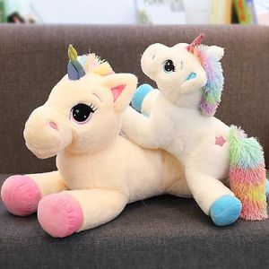 Sevimli gökkuşağı Unicorn Peluş Bebek Şanslı Yıldız Pegasus Peluş Oyuncak Yastık Fabrikası Toptan Ücretsiz DHL veya UPS