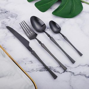 Conjuntos de utensílios de jantar 16pcs/4sets Black Travel