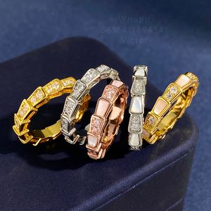 BUIGARI Snaketail scale designer ring for woman diamond Gold plated 18K Size 6 7 8 T0P quality jewelry classic style luxury anniversary gift 008