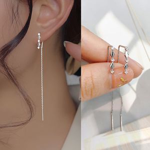 Fashion Long Wire Tassel Thread Chain Earring Climb Star Heart Beads Pendants Drop Earrings Women's Straight Hanging Jewelry