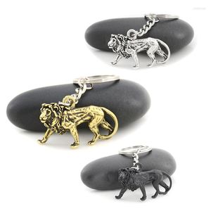 Keychains vintage 3d Prairie Lion Chain Chain Charms Wild Animals Wild Pouch Car Keyring Jóias para mulheres Acessórios para garotas