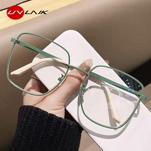 Sunglasses Frames Anti Blue Light Eyeglasses Frame Women Oversized Transparent Glasess Female Men Big Metal Paint Mint Green Fashion