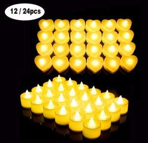 24 piezas vela falsa eléctrica LED en blanco cálido realista brillante luz de té de bombilla de parpadeo para la celebración del festival de temporada 2206062355493