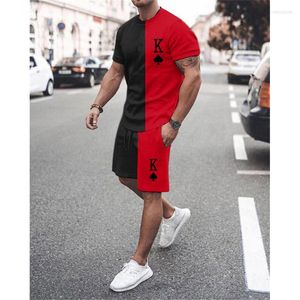 Herren-Trailsuits 2023 Sommer Männer setzt Kurzarm T-Shirt-Anzug Farbpassende Tracksuit lässige übergroße Tops und Shorts atmungsaktiv