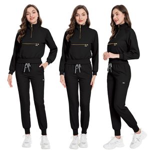 Eithexu Kadınlar İki Parçalı Pantolon ve Üstler Fabrika Hemşiresi Uzun Kollu Scrub Streç Takım Setleri Kadınlar için Scrub Ceket