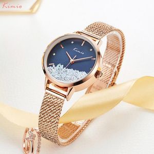 Armbandsur Kimio Women tittar på topp 2023 Rose Gold Armband för damer handled Montre femme relogio femininowristwatches armbandsur