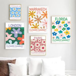 Paintings Abstract Flower Market Tokyo London Paris Wall Art Canvas Painting Nordic Posters And Prints Pictures For Living Room Decor