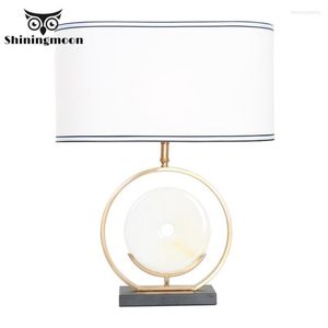 Table Lamps Chinese Classical Lamp Modern Fabric Marble Decoration Lights Bedroom Bedside Light Reading Learning Lighting
