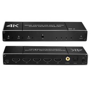 HDMI-Audio-Splitter-Umschalter 4K, vier Eingänge, ein Ausgang, HDR-Return, ARC, Glasfaser, Koaxial-AUX