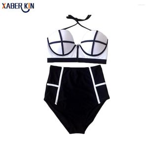 Kobiety stroje kąpielowe seksowne bikini z wysokiej talii Zestaw kąpielowy Kobiety Push Up Bikini Highwaist Zipper Kąpiec Kąpiec Vintage retro biquinis K340