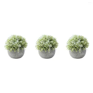 Decorative Flowers 3 PCS Artificial Boxwood Topiary Tree Decor Home Fake Potted Plants Pot Vintage Small