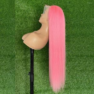 Pink 13x6 الشفافة الدانتيل الشبكة شعر مستعار staight للنساء 613 ملونة 13x4 شعر بشرة الإنسان مسبقا