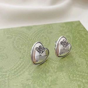 2023 New Luxury High Quality Fashion Jewelry for Sterling Silver Carved butterfly Heart simple men's and women's Earrings