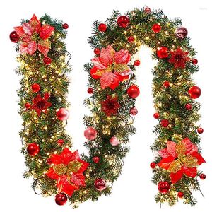 Christmas Decorations 2.7M LED Tree Hanging Ornament Rattan Colorful Decoration For Party Wedding Home Outdoor Garland Wreath Red