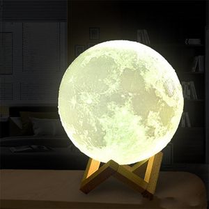 3D Drukuj USB ładowna lampa księżyca 16 kolorów Zmieniona nocna noc księżyca kreatywne dotyk przełącznik księżyca światło do dekoracji domowej lampki prezentowe