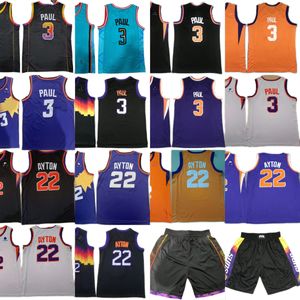 2022-23 Nouvelle Saison Basketball Jersey XS-6XL Homme Femmes Enfants 6 patch 3 Chris 22 DeAndre Paul Ayton Maillots Noir Valley City Blanc Violet Rétro Jeunes garçons Personnalisé