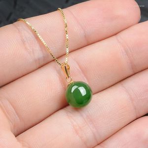 Pendant Necklaces Fashion Concise Green Jade Crystal Emerald Gemstones For Women Gold Tone Choker Jewelry Bijoux Party Gifts