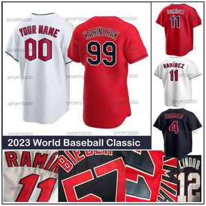 2023 Jose Ramirez Guardians Custom Jersey Cleveland 48 Emmanuel Clase 38 Steven Kwan 0 Andres Gimenez 22 Josh Naylor 1 Amed Rosario 57 Shane Bieber Custom Baseball