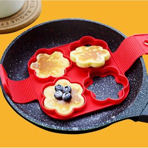 New Egg Tools 4 Holes Pancake Maker Mold Egg Pancake Ring Nonstick Silicone Fried Egg Shaper Omelette Moulds Kitchen Baking Cooking Accessory