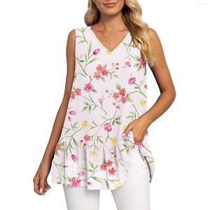 Camicette da donna senza maniche Canotta in chiffon con scollo a V estivo da donna Canotta a compressione a doppia piega 2xl