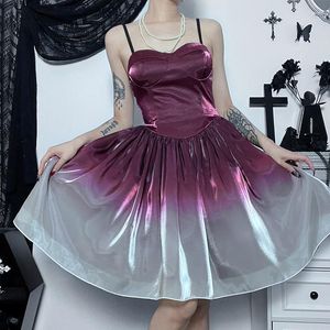 Casual Dresses Gothic Corset A Line Dress Retro Kawaii Elf Girl Women Sexig Gradient Harajuku Vintage Faire Grunge Cami