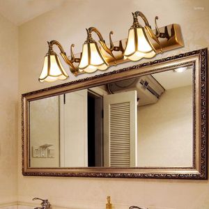 Wall Lamp European Retro Bronze Mirror Front Glass Shade Bedroom Bathroom Toilet Vanity Cabinet 500mm E14 Bulb Replacable