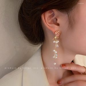 Baumeln Ohrringe Sommer Perle Blumen Bogen Fringe Hochzeit Party Anhänger Für Frauen Mädchen Geschenk Mode Koreanischen Schmuck