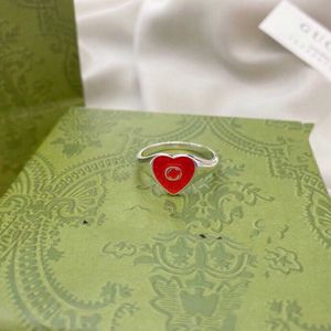 60% OFF 2023 New Luxury High Quality Fashion Jewelry for Silver Double interlocking red love enamel men's and women's heart girlfriends couple ring