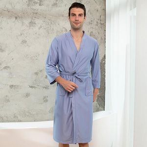 Mäns sömnkläder Autumn Men Waffle Robe Soft Kimono klänning Par Badrock Casual Nighwear Lovers Home Wear Big Size 3xl