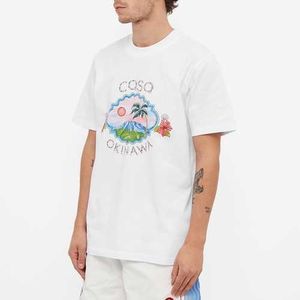 T-shirt classica in cotone da spiaggia Casablanca Hawaii Sunset Mountain Scenery Print T-shirt alla moda a maniche corte versatile per uomo e donna