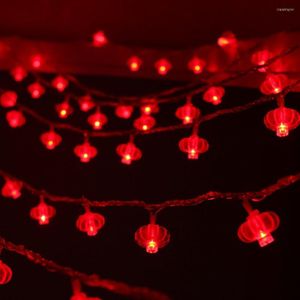 Strängar 3 meter 20Led Mini Red Lantern String Light Battery Operated Fairy Decorative Lamp för kinesisk årsdekoration