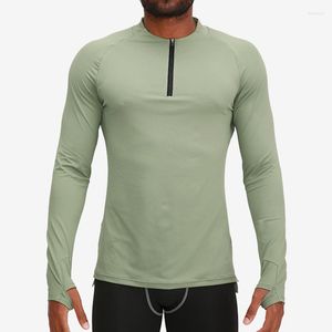 Erkekler Tişörtler Erkek Kamp Giyim Bahar Sonbahar Moda Açık Hava Sporları Rahat Nefes Alabilir Uzun Kollu Tayt Spor Salonu Yeşil