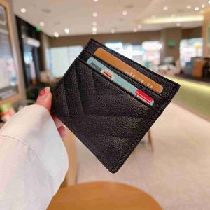 2023 New Fashion Card Holders Caviar Woman Mini Wallet Designer Pure Color Genuine Leather Pebble Texture Luxury Black Wallet