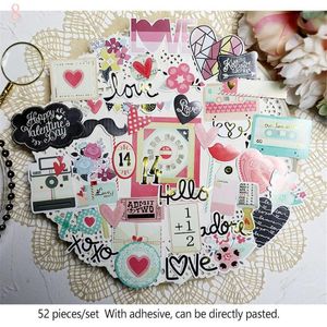 Present Wrap 52st Europe och America Style Paper Stickers Set Die Cut for DIY Scrapbooking Junk Journal Sticker Kits Card Making S079